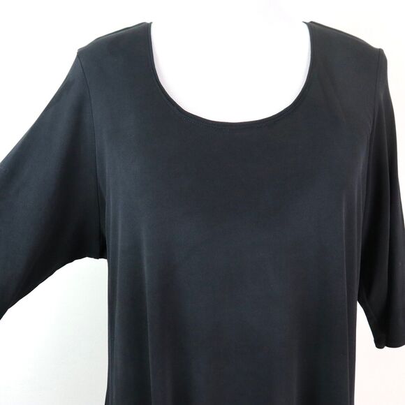 Eileen Fisher Size S Silk Jersey Fine Knit Dress Half Sleeve Black - Picture 6 of 8